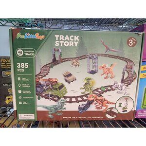 Fun Little Toys Dinosaur Track Story Set 385 Pcs Kids Ages 3+ With Rail Vehicles